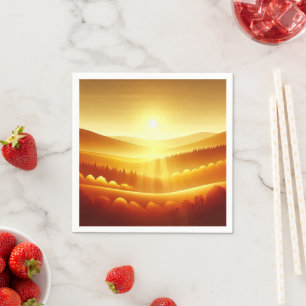 Autumnal Ombre Golden Sunrise Decoupage Napkins