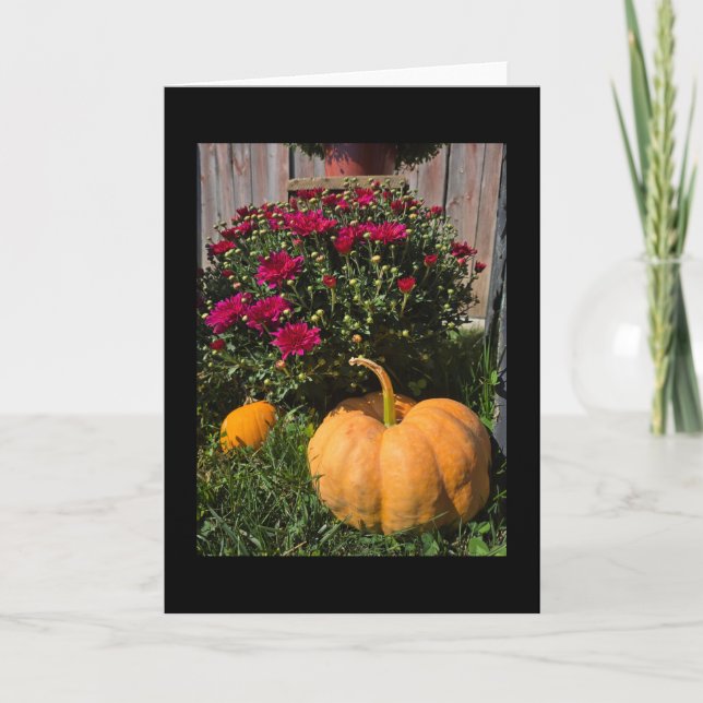 Autumnal pumpkins and mums card (Front)
