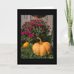 Autumnal pumpkins and mums card