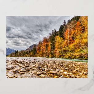 Autumnal River Lammer  Foil Holiday Postcard