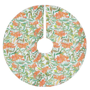 Autumnal Rowan: Floral Seamless Design Brushed Polyester Tree Skirt