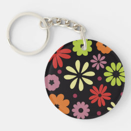 Autumnal Seamless Floral Pattern Key Ring