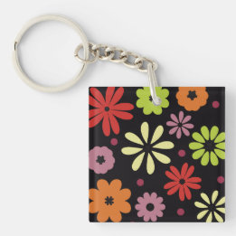 Autumnal Seamless Floral Pattern Key Ring