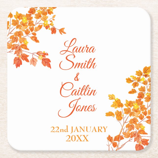 Autumnal Square Paper Coaster (Front)
