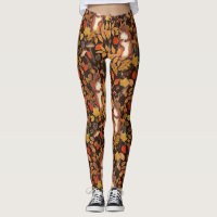 Autumnal squirrels and flora on dark brown