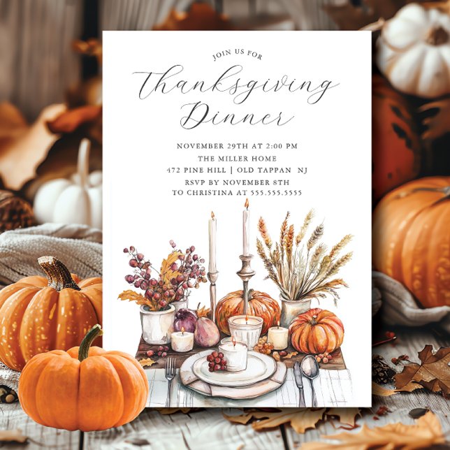 Autumnal Thanksgiving Dinner Party Invitation (Creator Uploaded)