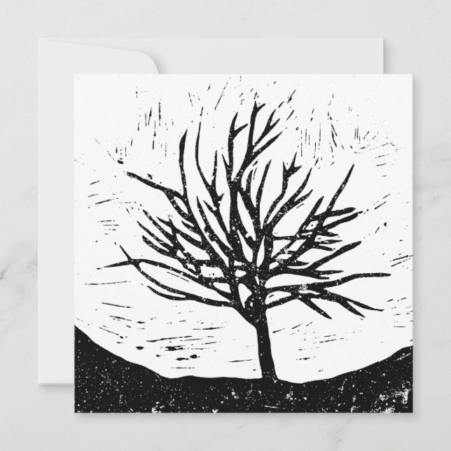 Autumnal Tree Lino Print Card (Front)
