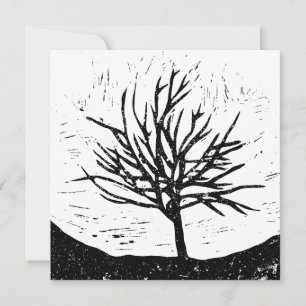 Autumnal Tree Lino Print Card
