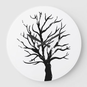 Autumnal Tree Lino Print Clock