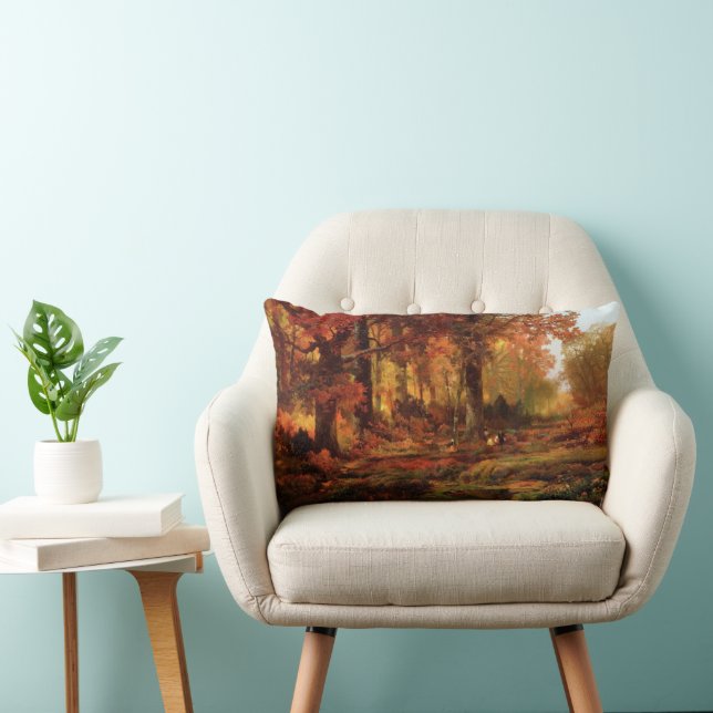 Autumnal Trees in Cresheim Glen (Philadelphia) Lumbar Cushion (Chair)