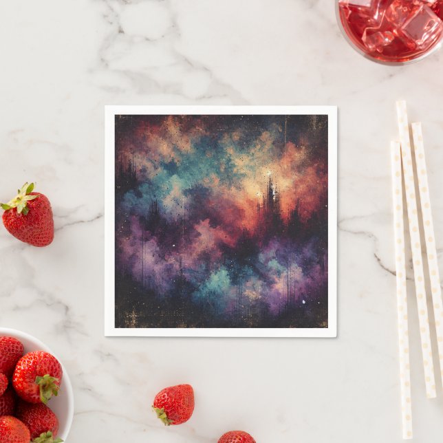 Autumnal Twilight Fall Distressed Ink Decoupage Napkin (Insitu)