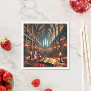 Autumnal Whimsigoth Magical Library Decoupage Napkin