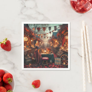 Autumnal Whimsigoth Magical Marketplace Decoupage Napkin