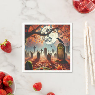 Autumnal Whimsigoth Mysterious Graveyard Decoupage Napkin
