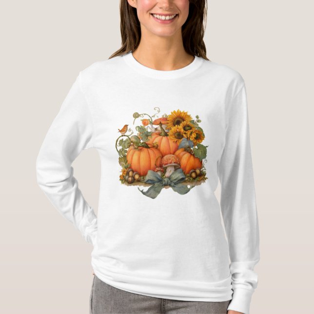 Autumncore Bow, Fall Harvest Theme T-Shirt (Front)