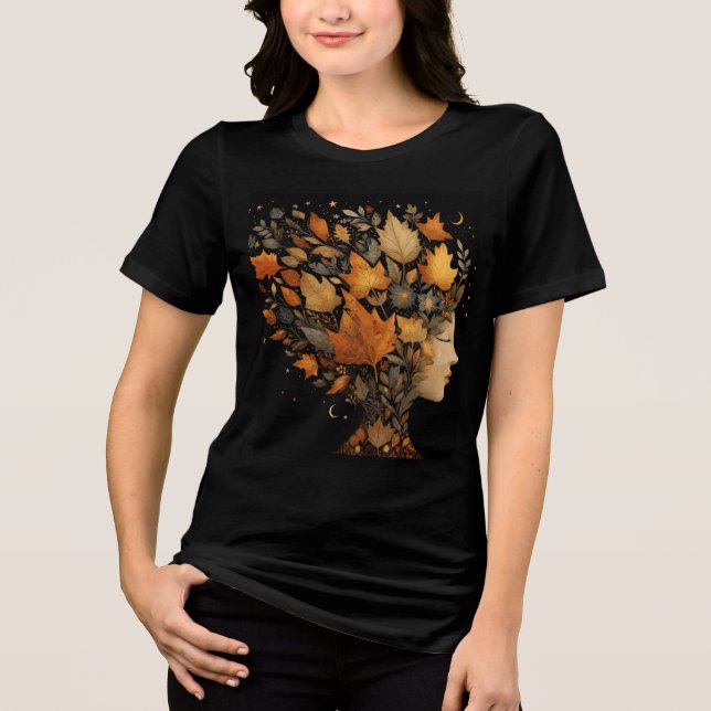 AutumnGirl Fall Leaves Tee, Boho Fall Lovers Gift Tri-Blend Shirt (Front)