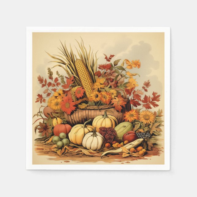 Autumn's Abundance: Bountiful Feast Napkin (Front)