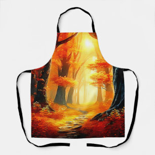 Autumn's Embrace: Fiery Forest Path Apron
