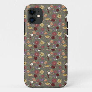 Autumn's Floral Embrace Green Background Case-Mate iPhone Case