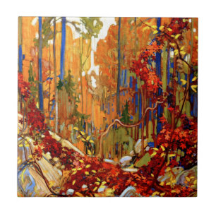 Autumn's Garland, Colourful Painting, Tile
