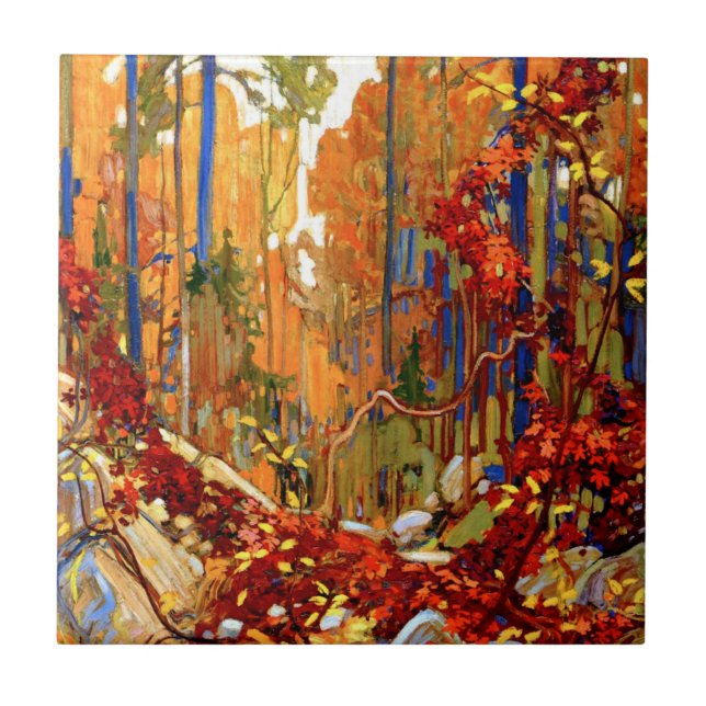 Autumn's Garland, Colourful Painting, Tile (Front)
