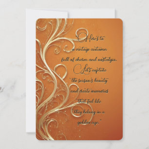Autumn's Golden Tendrils Orange Setting Typography Holiday Card