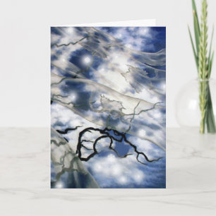 Autumn's Veil with Snowflakes Holiday Card