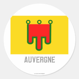 Auvergne flag with name classic round sticker
