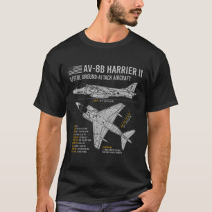 Av-8b Harrier Ii Aircraft War Plane Aeroplane Blue T-Shirt