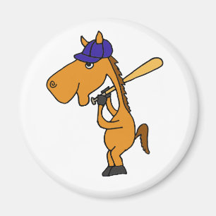 AV- Horse Playing Baseball Cartoon Magnet