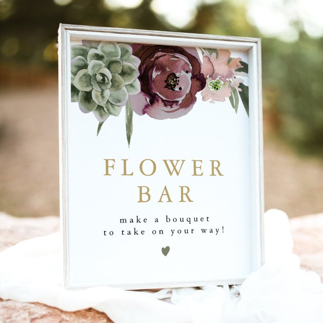 AVA Boho Burgundy Succulent Flower Bar Sign (Creator Uploaded)