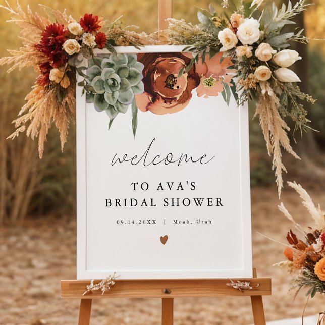AVA Boho Terracotta & Succulent Bridal Welcome Poster (Creator Uploaded)
