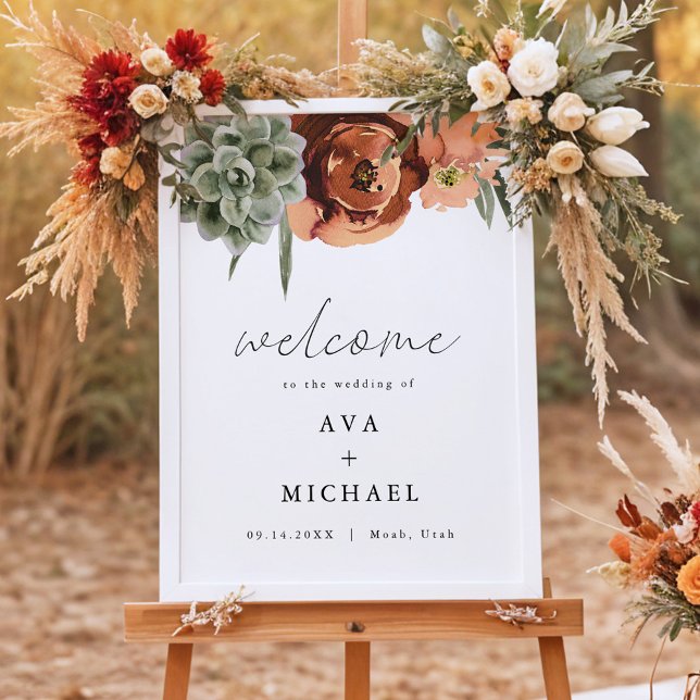 AVA Boho Terracotta & Succulent Wedding Welcome Poster (Creator Uploaded)