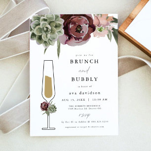 AVA Burgundy Succulent Brunch and Bubbly Champagne Invitation