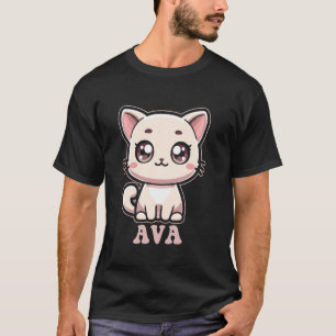 Ava Cute Kitty Cat Design for Girls Name Ava T-Shirt