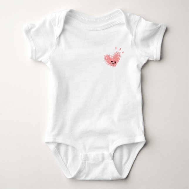 Ava Heart Baby Bodysuit  (Front)