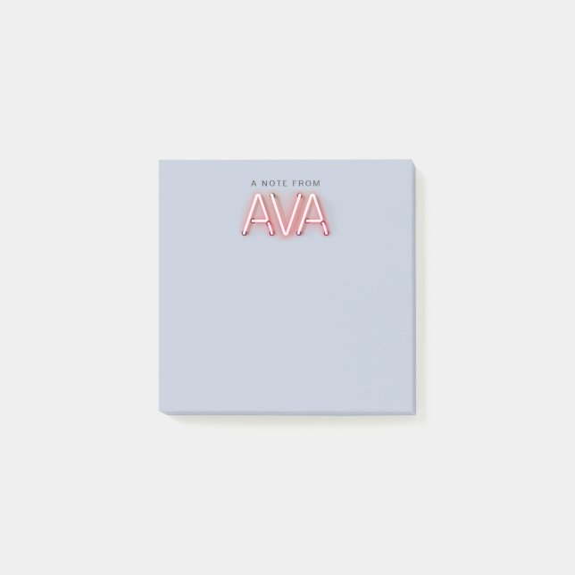 Ava name in glowing neon lights post-it notes (Front)