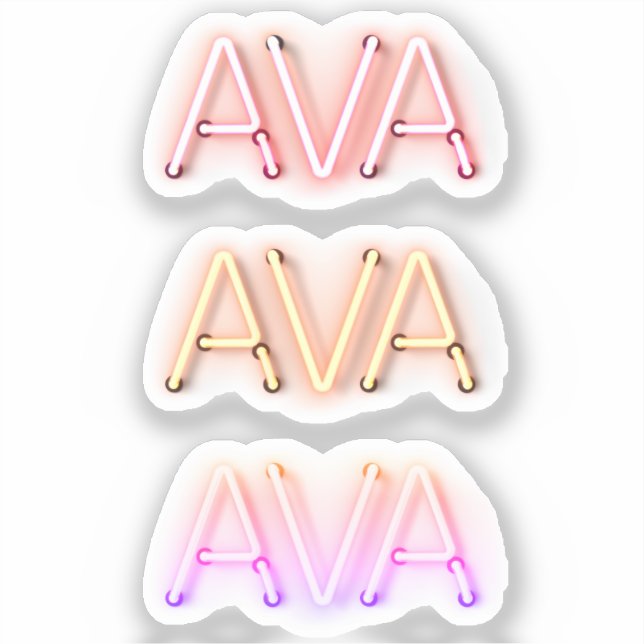 Ava name in glowing neon lights x3 (Front)