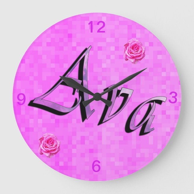 Ava Name Logo, Large Clock (Front)