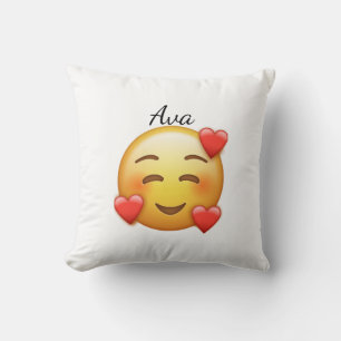 Ava Personalized  Heart–Emoji Throw Pillow