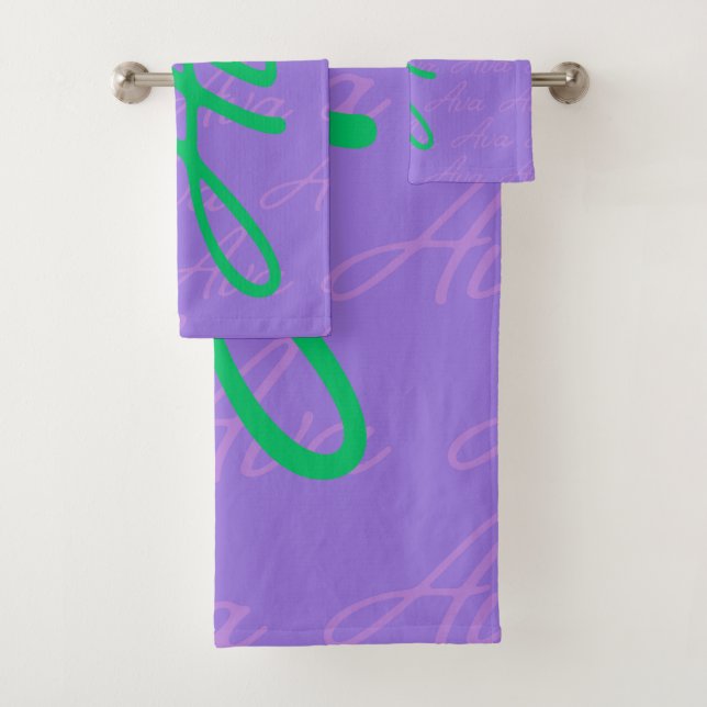 Ava Repeating Name Pattern  Bath Towel Set (Insitu)