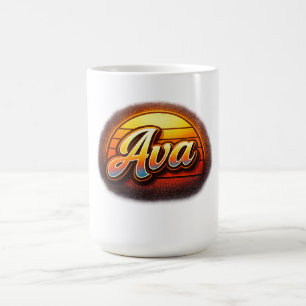 Ava Retro Sunset Personalised Name Design Vintage Coffee Mug