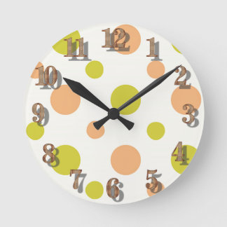 Avaco & Peach Polka Dot Retro Design Round Clock