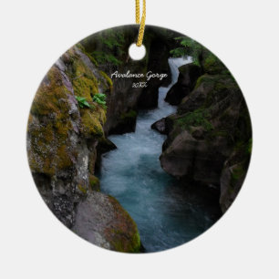 Avalanche Gorge Glacier National Park Photo Ceramic Tree Decoration