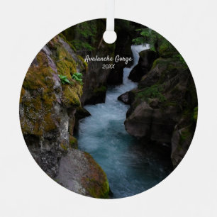 Avalanche Gorge Glacier National Park Photo Metal  Metal Tree Decoration