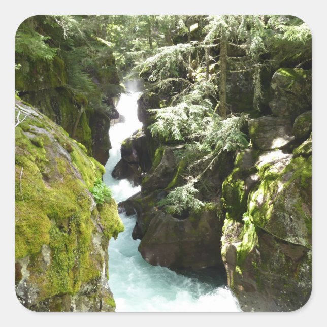 Avalanche Gorge II at Glacier National Park Square Sticker (Front)