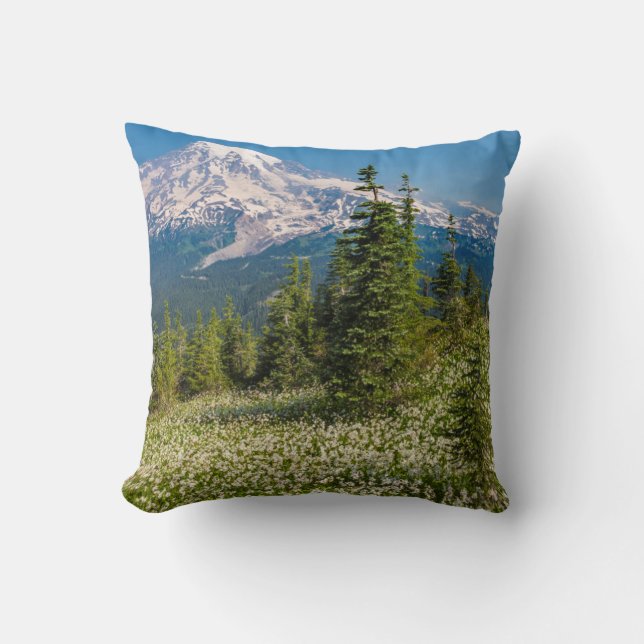 Avalanche lilies and Mount Rainier Cushion (Front)