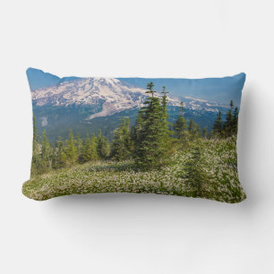 Avalanche lilies and Mount Rainier Lumbar Cushion