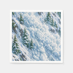 Avalanche Mountain Snow Scene Napkin
