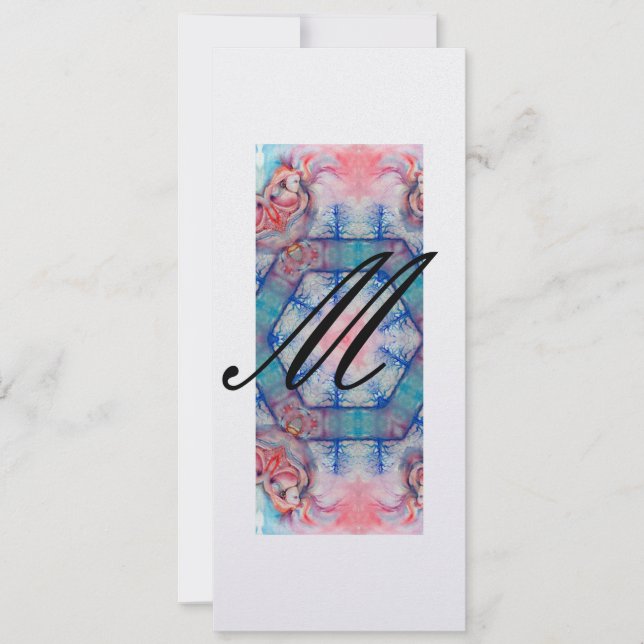 AVALON Abstract Monogram Soft Pink Blue Ice White Invitation (Front)